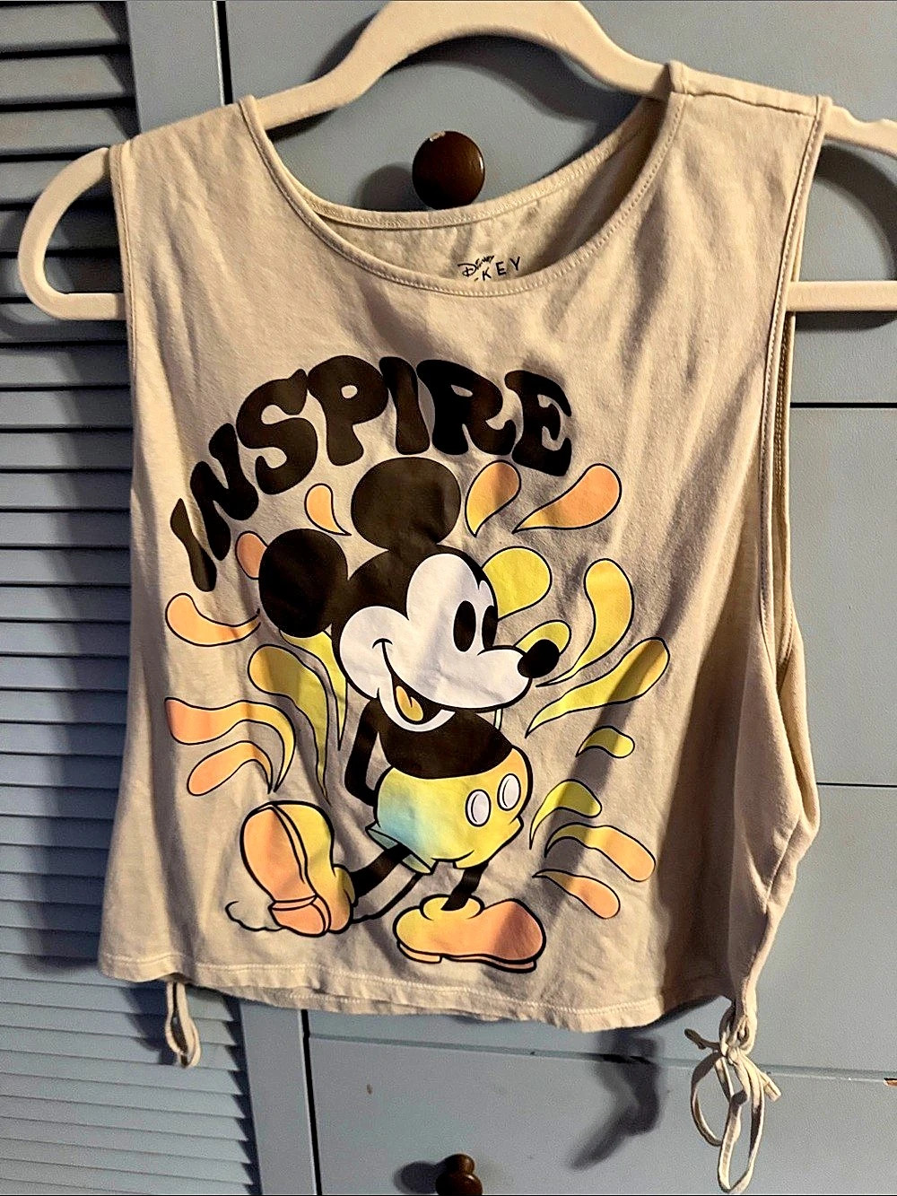 Disney Mickey Mouse Inspire Graphic Crop Tank Top Inspire Graphic Tank Top Gray